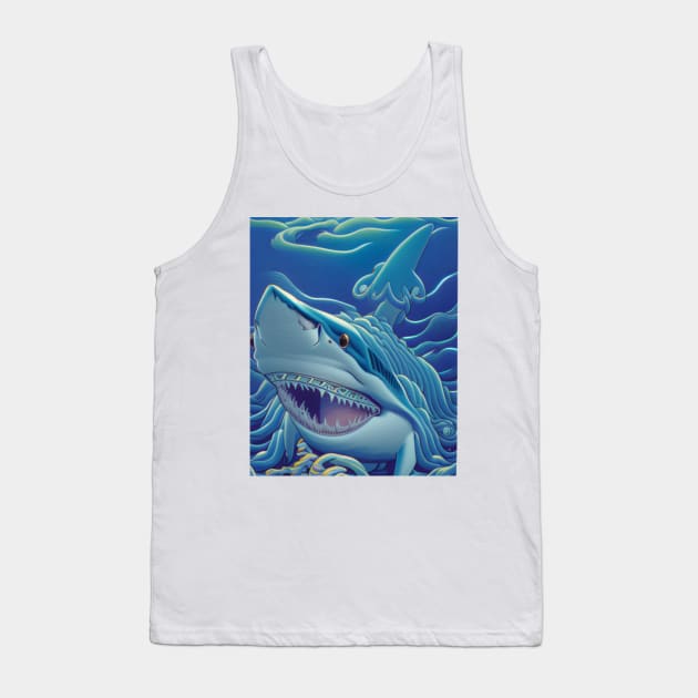 Deep Blue Sea Monster Tank Top by Asterme